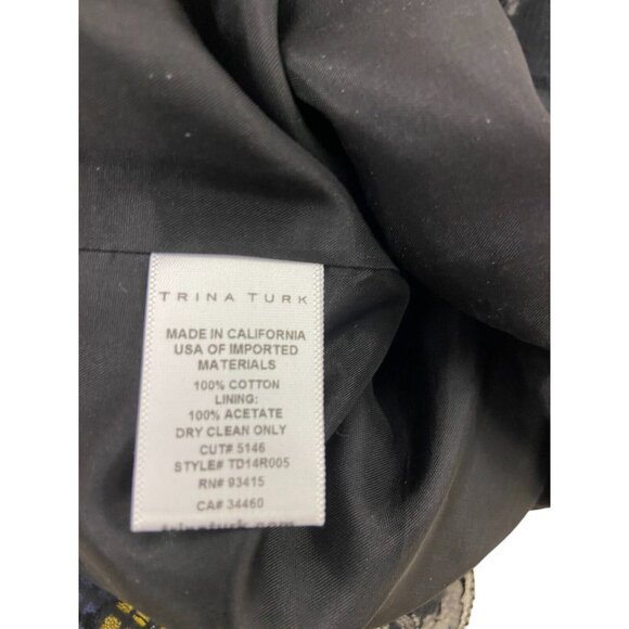 Trina Turk Black White & Multicolored Geometric Pattern Strapless Dress Sz 4 - Picture 3 of 7